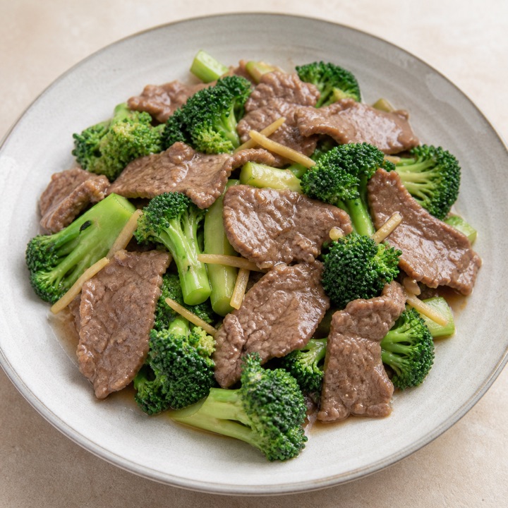 西兰花炒牛肉的AI生成成品图